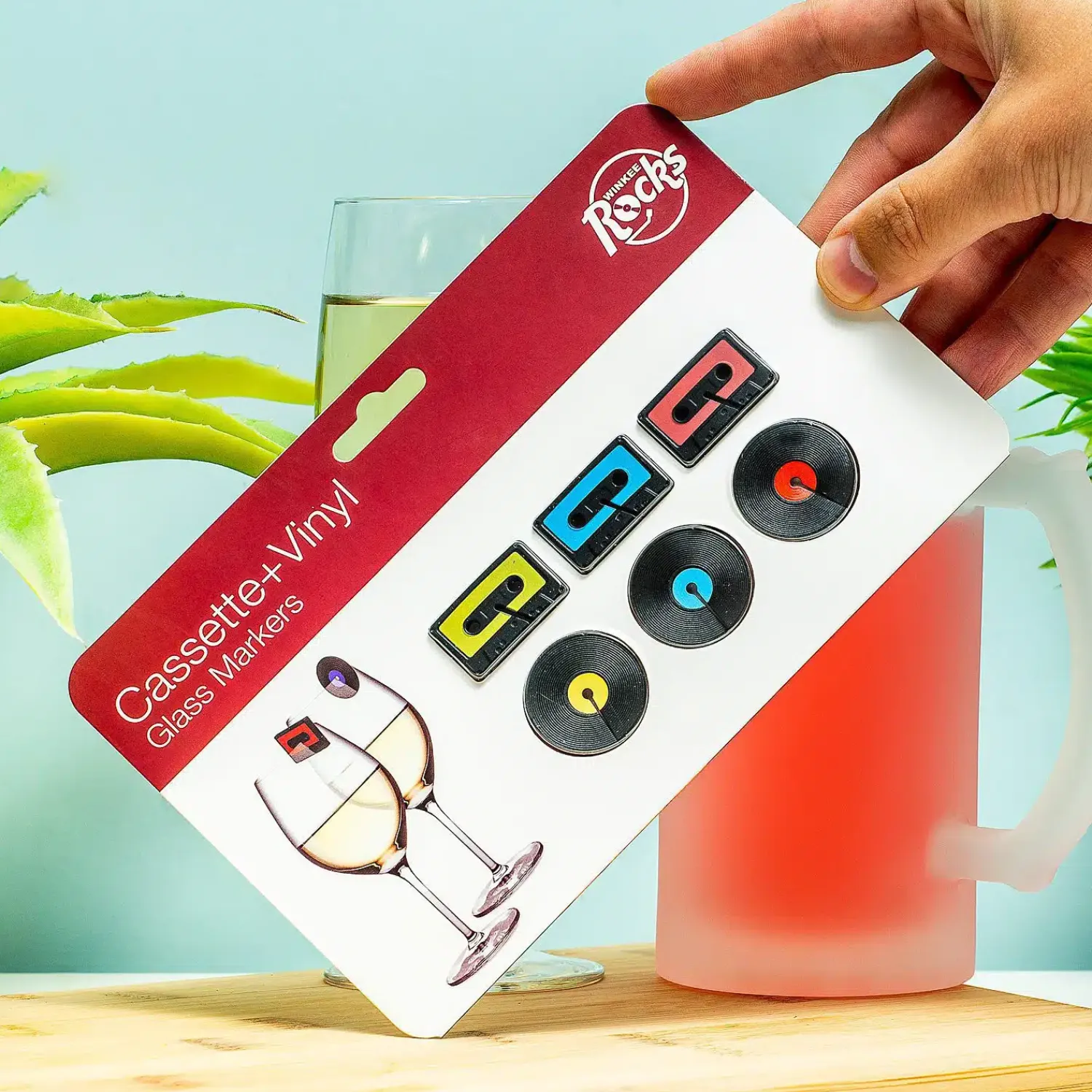 Ditverzinjeniet Retro|Muziek|Cassette- en elpee glasmarkeerders (set van 6)