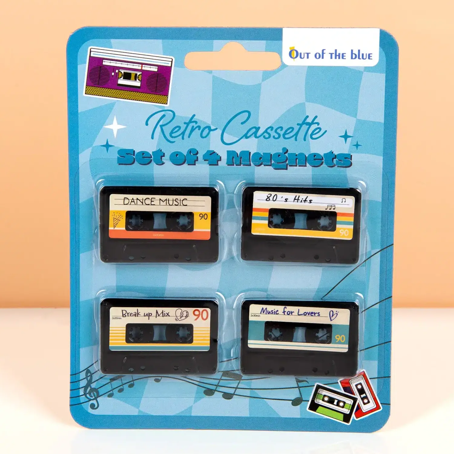 Ditverzinjeniet Retro|Cassettebandje magneten (set van 4)