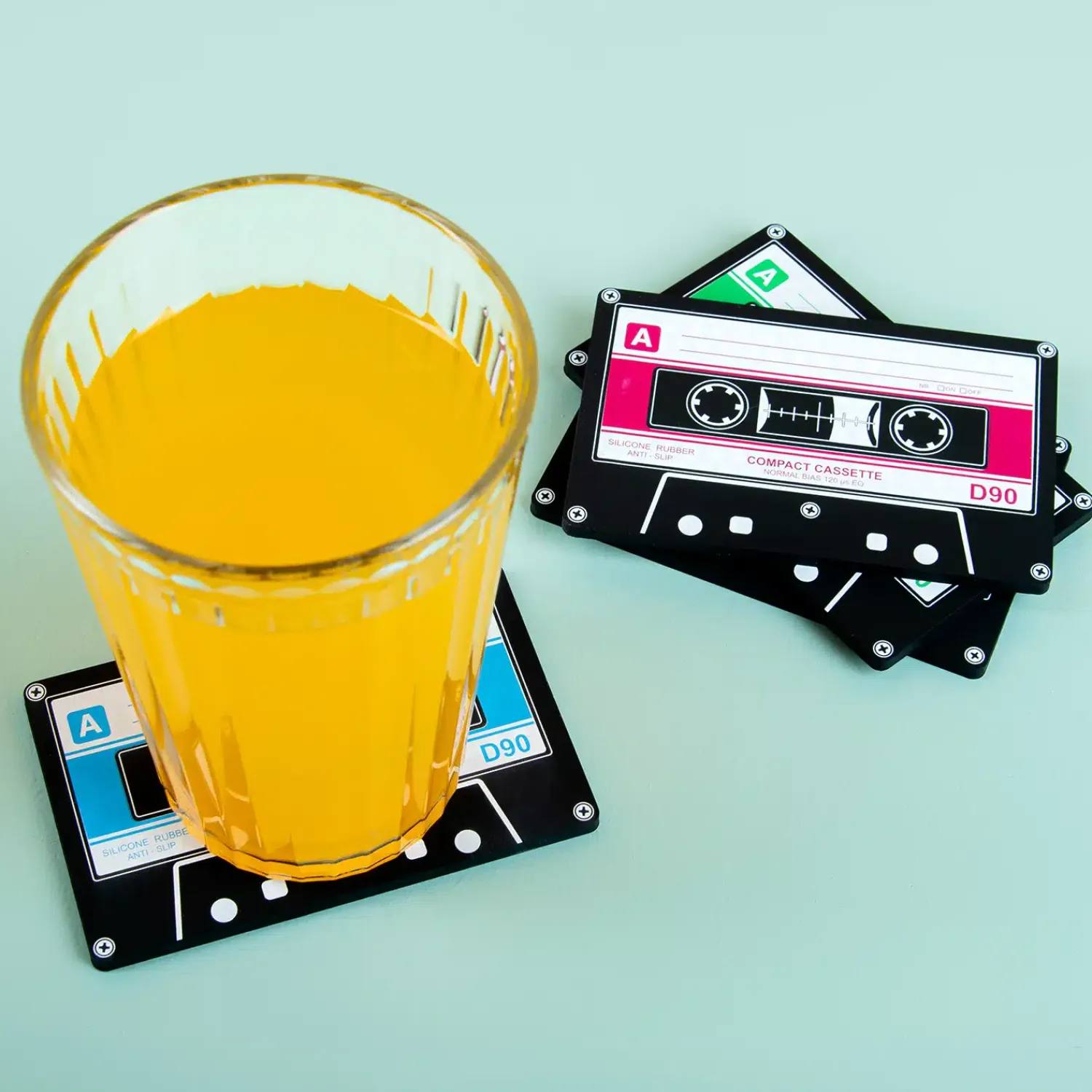 Ditverzinjeniet Retro|Onderzetters|Cassettebandjes onderzetters (set van 4)