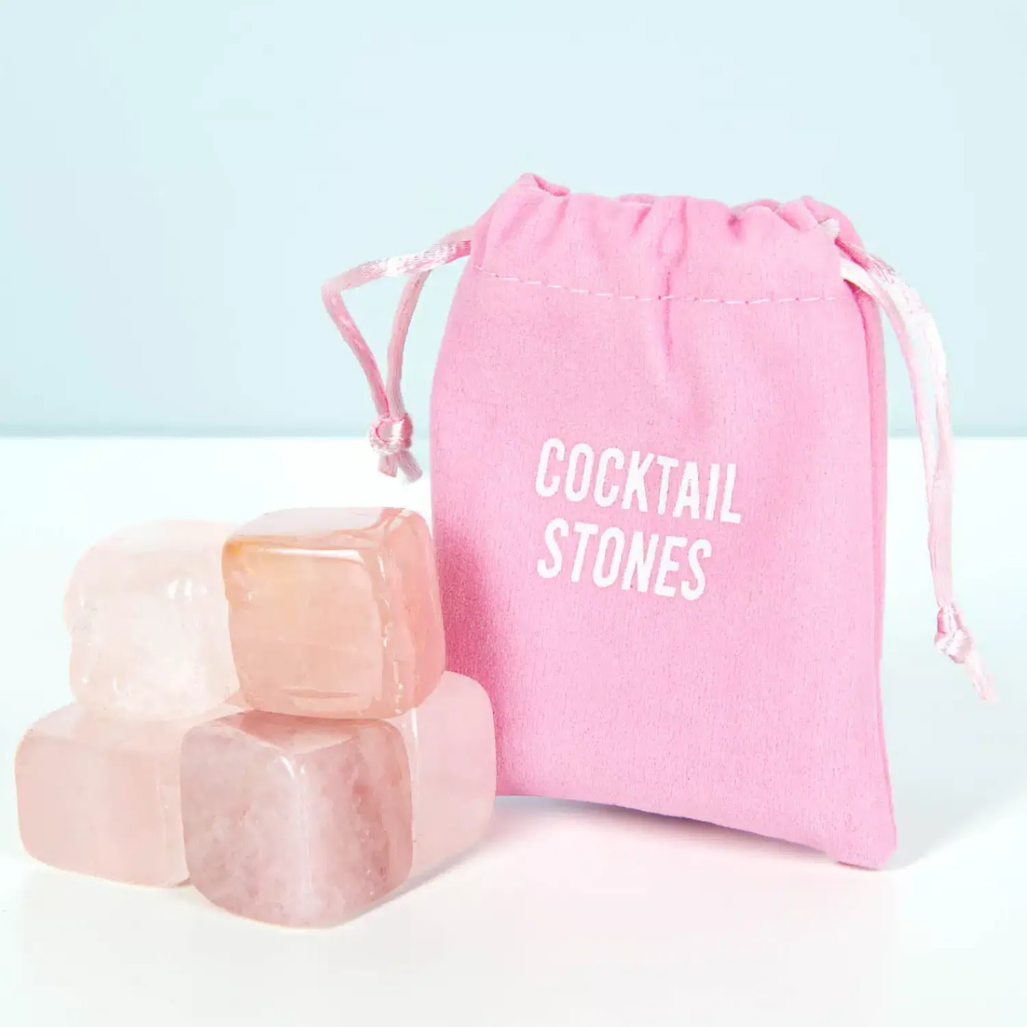 Ditverzinjeniet Borrelen|Cocktail koelstenen van rozenkwarts (set van 6)