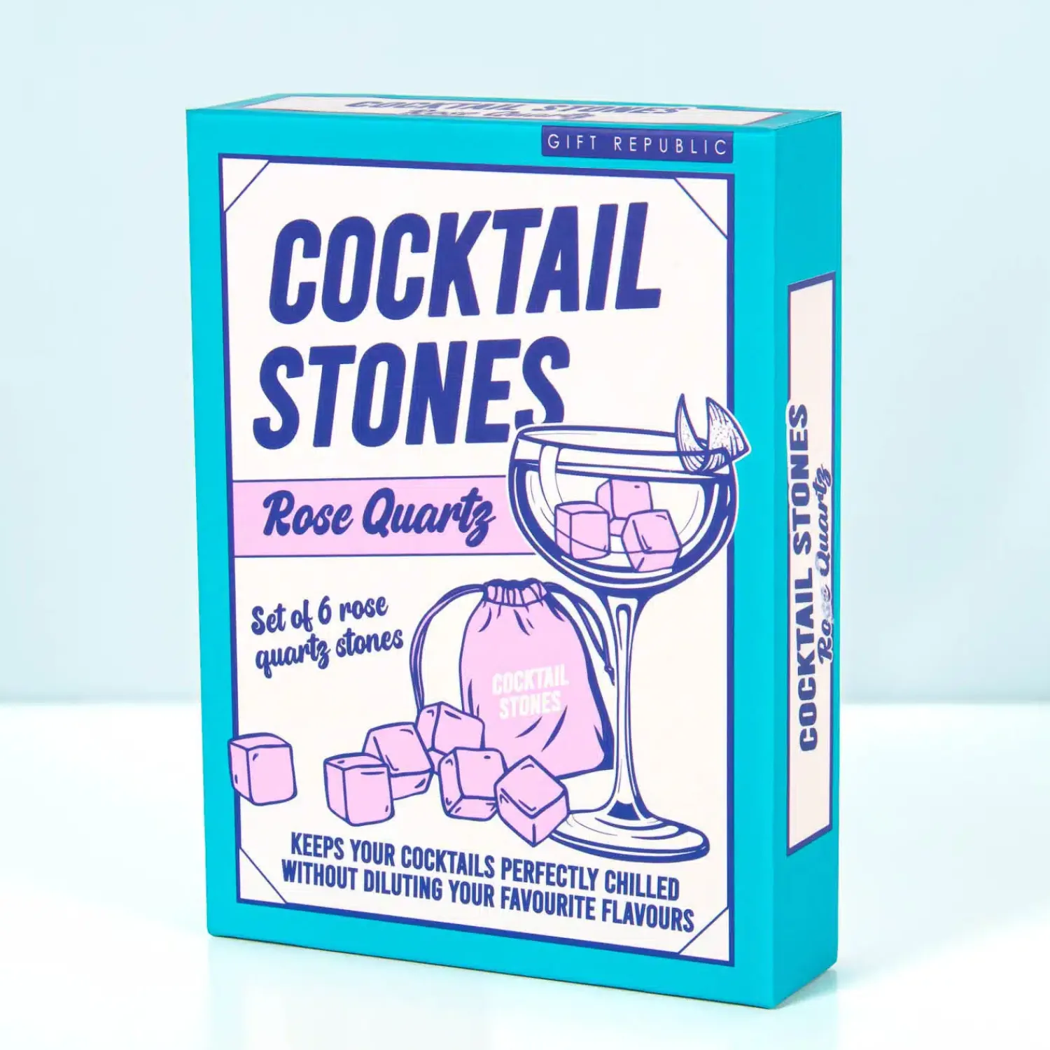 Ditverzinjeniet Borrelen|Cocktail koelstenen van rozenkwarts (set van 6)