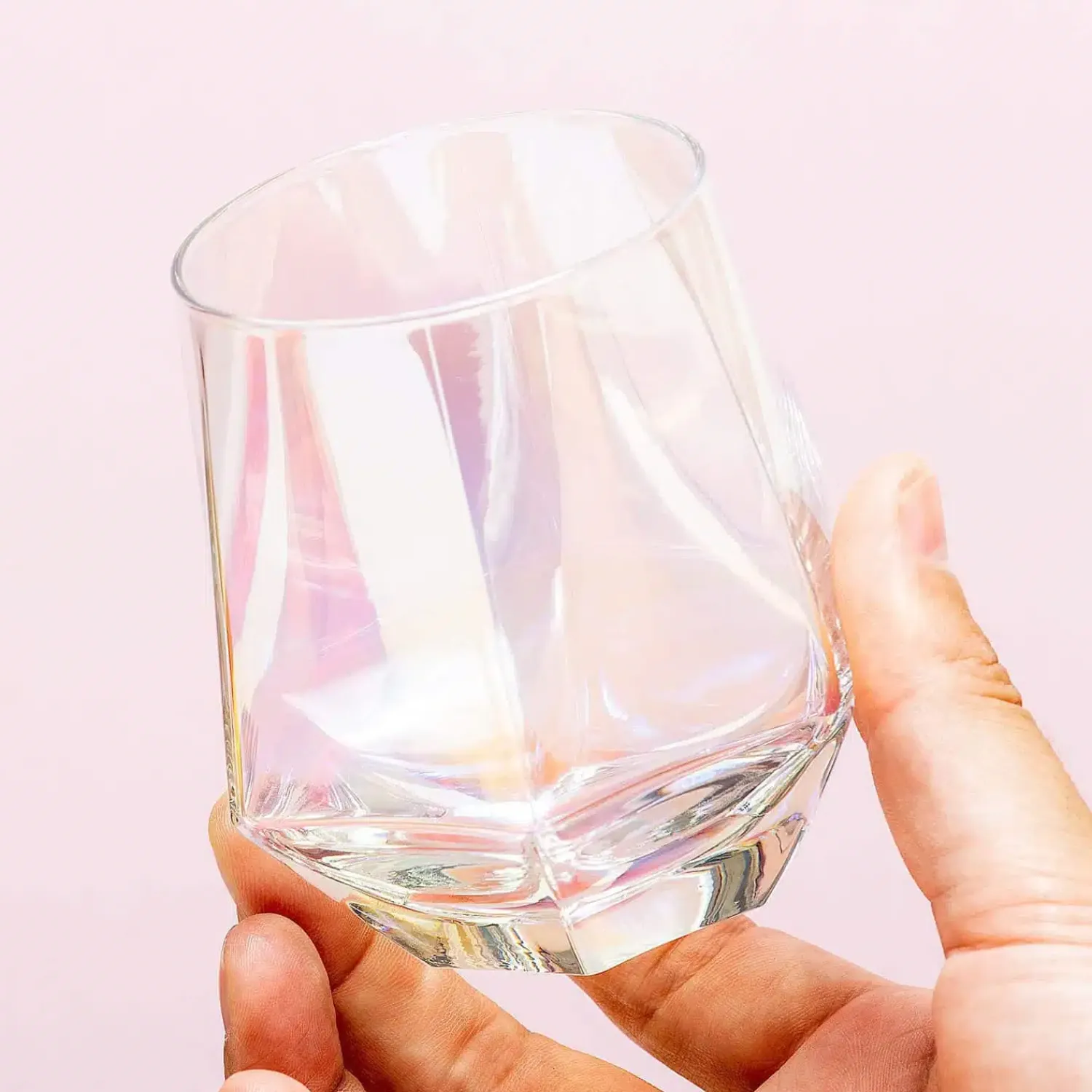 Ditverzinjeniet Mokken & Glazen|Diamant glas met regenboogeffect (set van 2)