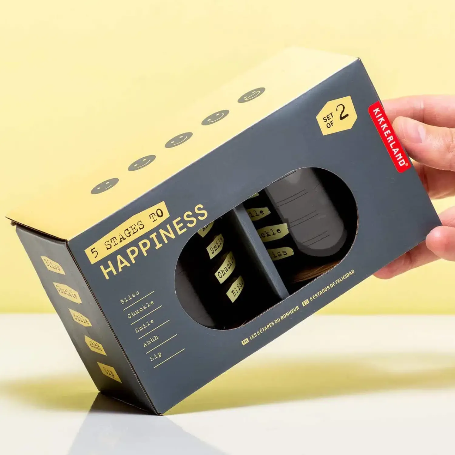 Ditverzinjeniet Mokken & Glazen|Five Stages to Happiness drankglazen (set van 2)