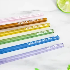 Ditverzinjeniet Borrelen|Glazen cocktailrietjes met recepten (set van 6)