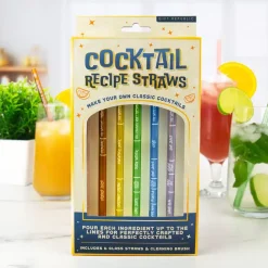 Ditverzinjeniet Borrelen|Glazen cocktailrietjes met recepten (set van 6)