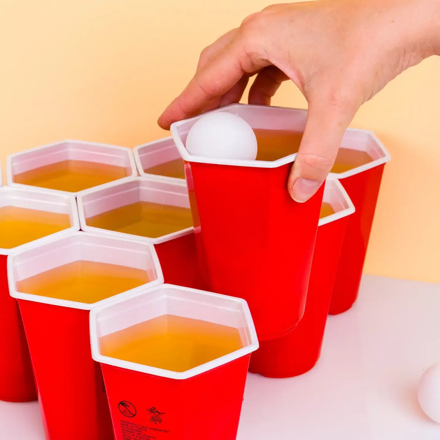 Ditverzinjeniet Drankspelletjes|Hexagon beer pong spel (set van 37)