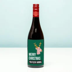 Ditverzinjeniet Wijnflessen|Borrelen|Kerst wijnfles Merry Christmas you filthy animal