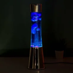 Ditverzinjeniet Verlichting|Lavalampen|Lavalamp zilver met blauwe vloeistof en navy lava