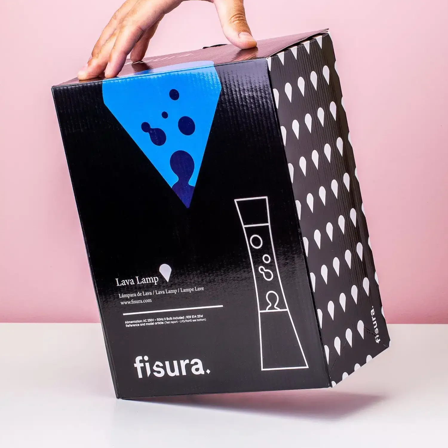 Ditverzinjeniet Verlichting|Lavalampen|Lavalamp zilver met blauwe vloeistof en navy lava