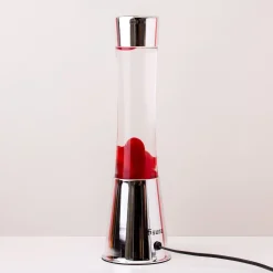 Ditverzinjeniet Verlichting|Lavalampen|Lavalamp zilver met rode lava