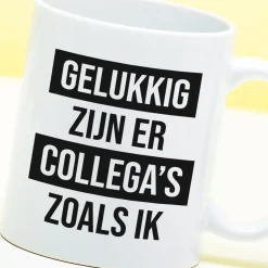 Ditverzinjeniet Kantoor|Mokken & Glazen|Mok Gelukkig zijn er collega’s zoals ik