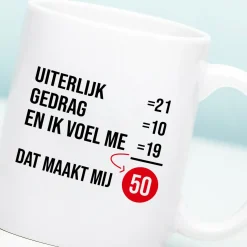 Ditverzinjeniet Mokken & Glazen|Mok Ik voel me 50