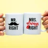Ditverzinjeniet Mokken & Glazen|Mok Mr Right & Mrs Always Right (set van 2)