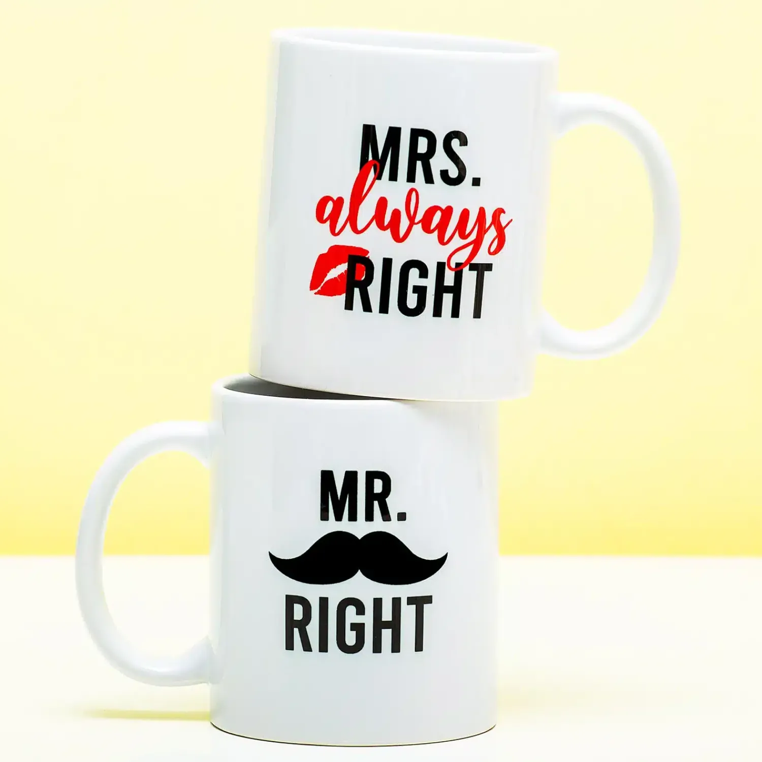 Ditverzinjeniet Mokken & Glazen|Mok Mr Right & Mrs Always Right (set van 2)