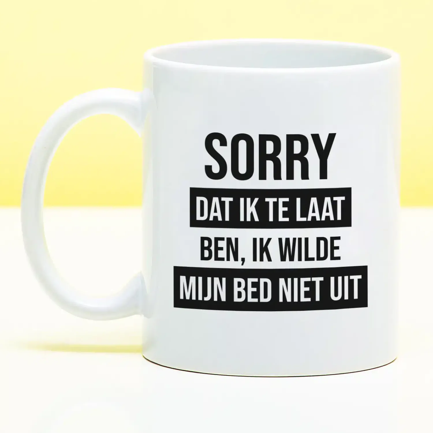 Ditverzinjeniet Kantoor|Mokken & Glazen|Mok Sorry dat ik te laat ben