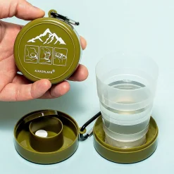 Ditverzinjeniet Mokken & Glazen|Opvouwbaar glas met medicatievakje