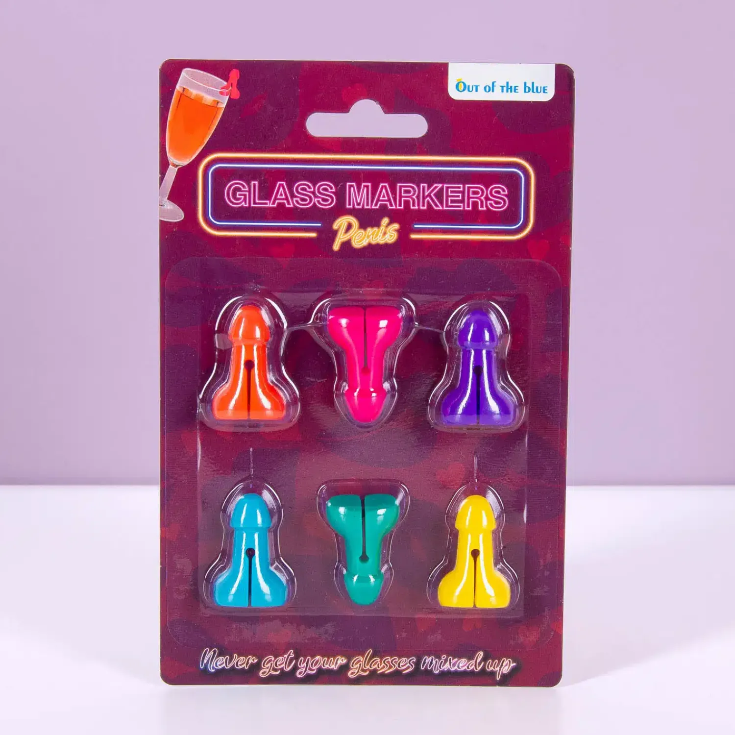 Ditverzinjeniet Vrijgezellenfeestjes|Borrelen|Piemel glasmarkeerders (set van 6)