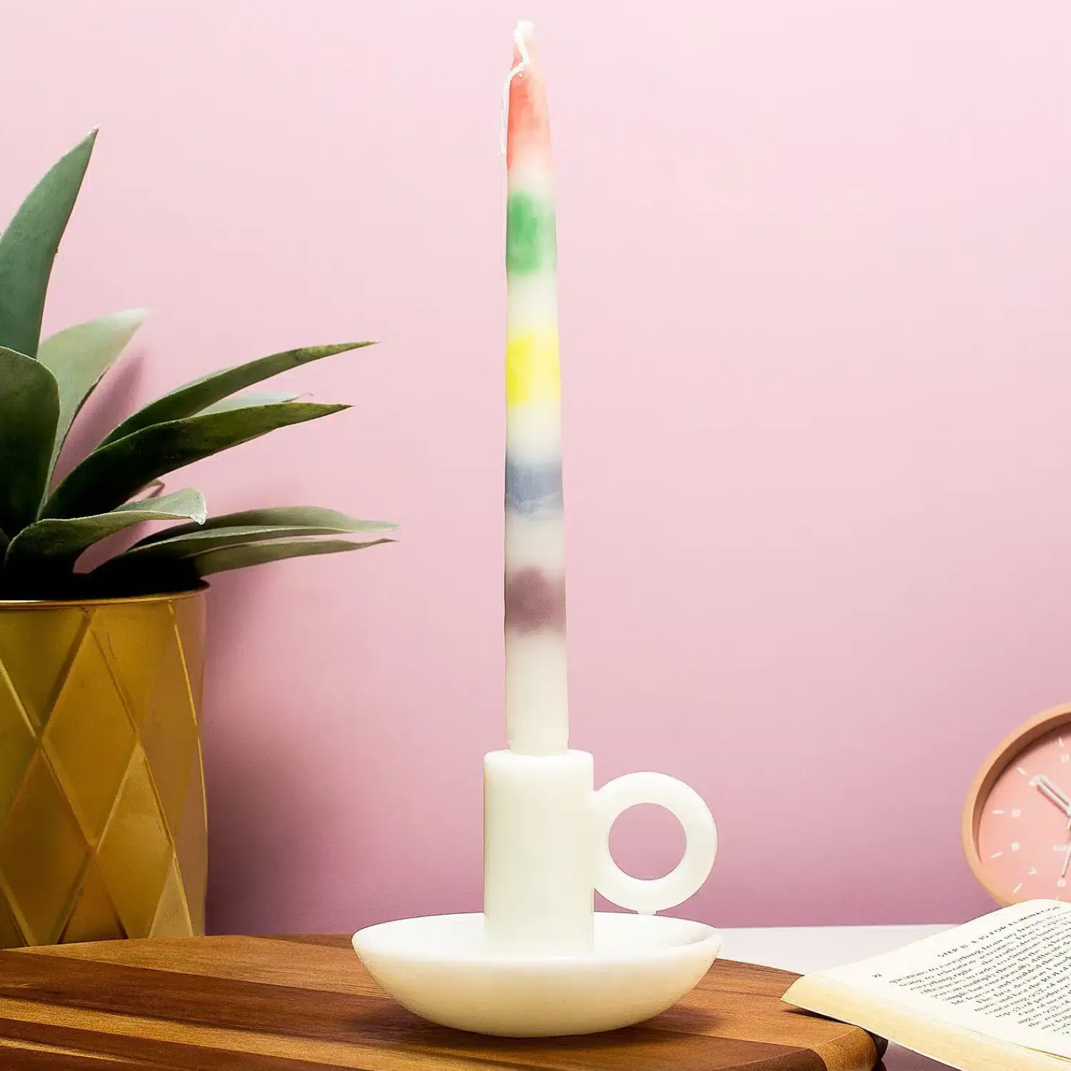 Ditverzinjeniet Verlichting|Kaarsen En Kandelaars|Regenboog druipkaars en kandelaar