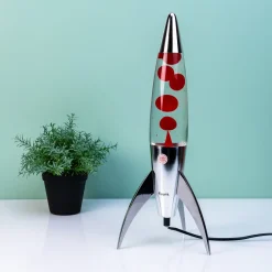 Ditverzinjeniet Lavalampen|Rocket lavalamp zilver met rode lava