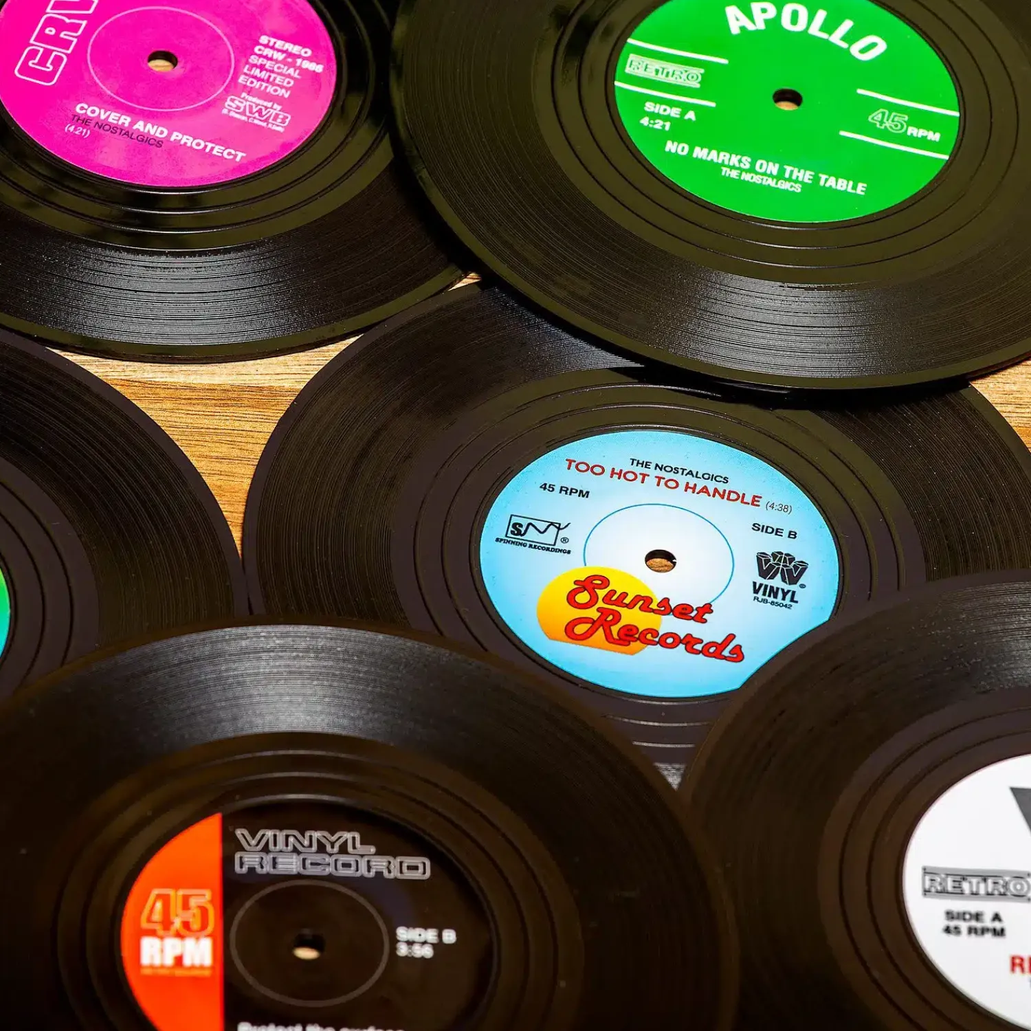 Ditverzinjeniet Retro|Muziek|Vinyl onderzetters (set van 6)