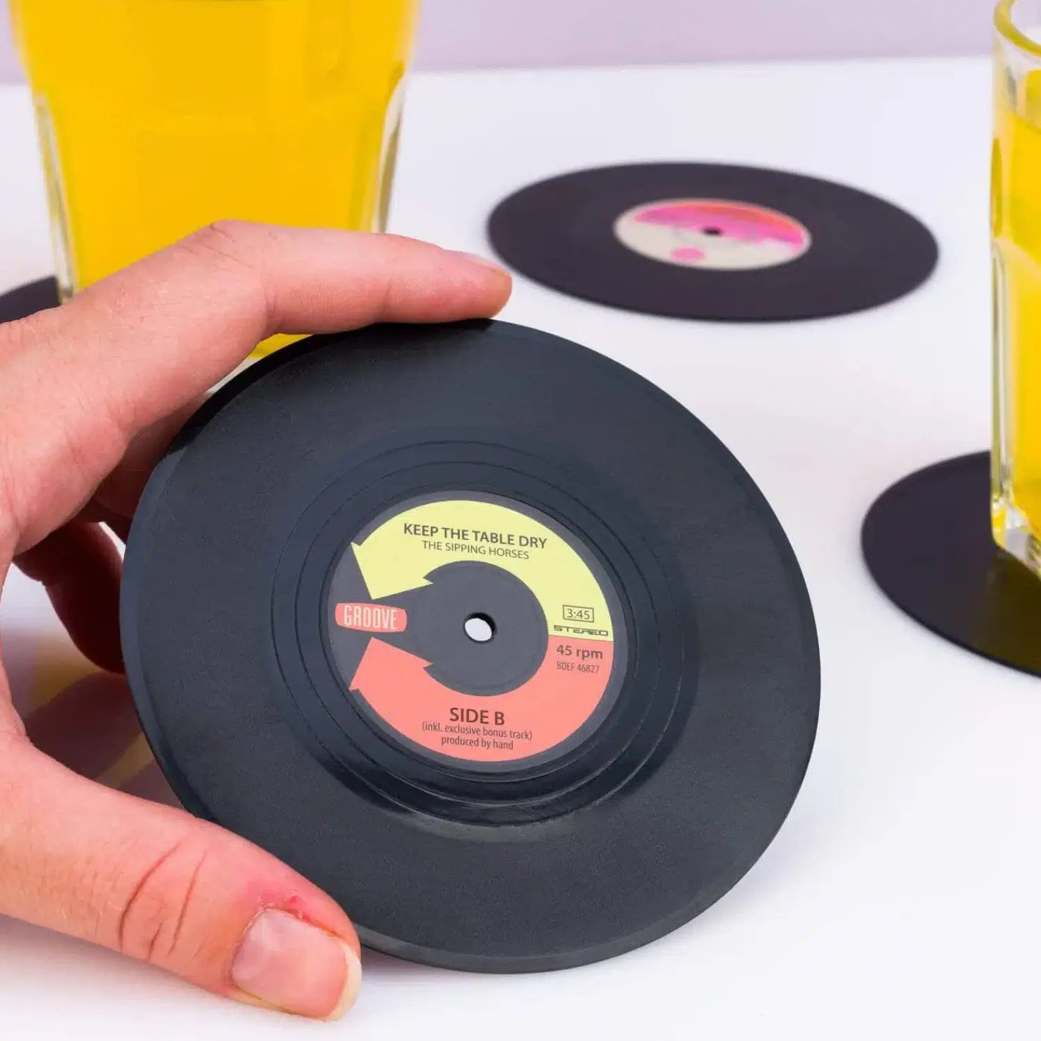 Ditverzinjeniet Retro|Muziek|Vinyl onderzetters (set van 4)